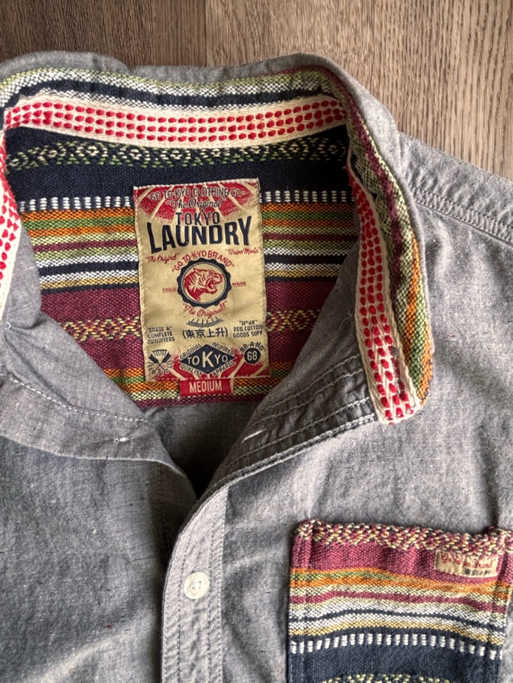 Tokyo Laundry Gray S/S Button-down Shirt Sz.M